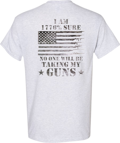 T-shirt, I'm 1776% Sure No One Will Be Taking My Guns, 100% Cotton, Marbled Black Design