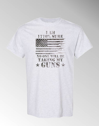 T-shirt, I'm 1776% Sure No One Will Be Taking My Guns, 100% Cotton, Marbled Black Design