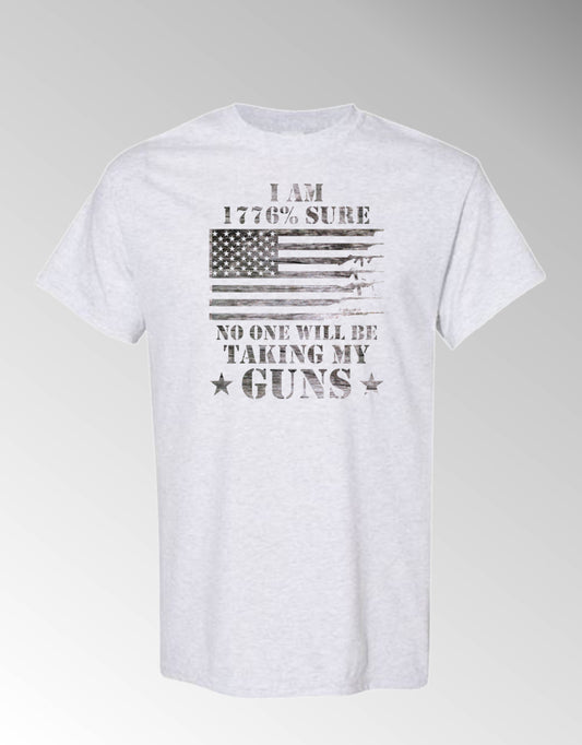 T-shirt, I'm 1776% Sure No One Will Be Taking My Guns, 100% Cotton, Marbled Black Design