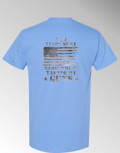 T-shirt, I'm 1776% Sure No One Will Be Taking My Guns, 100% Cotton, Marbled Black Design