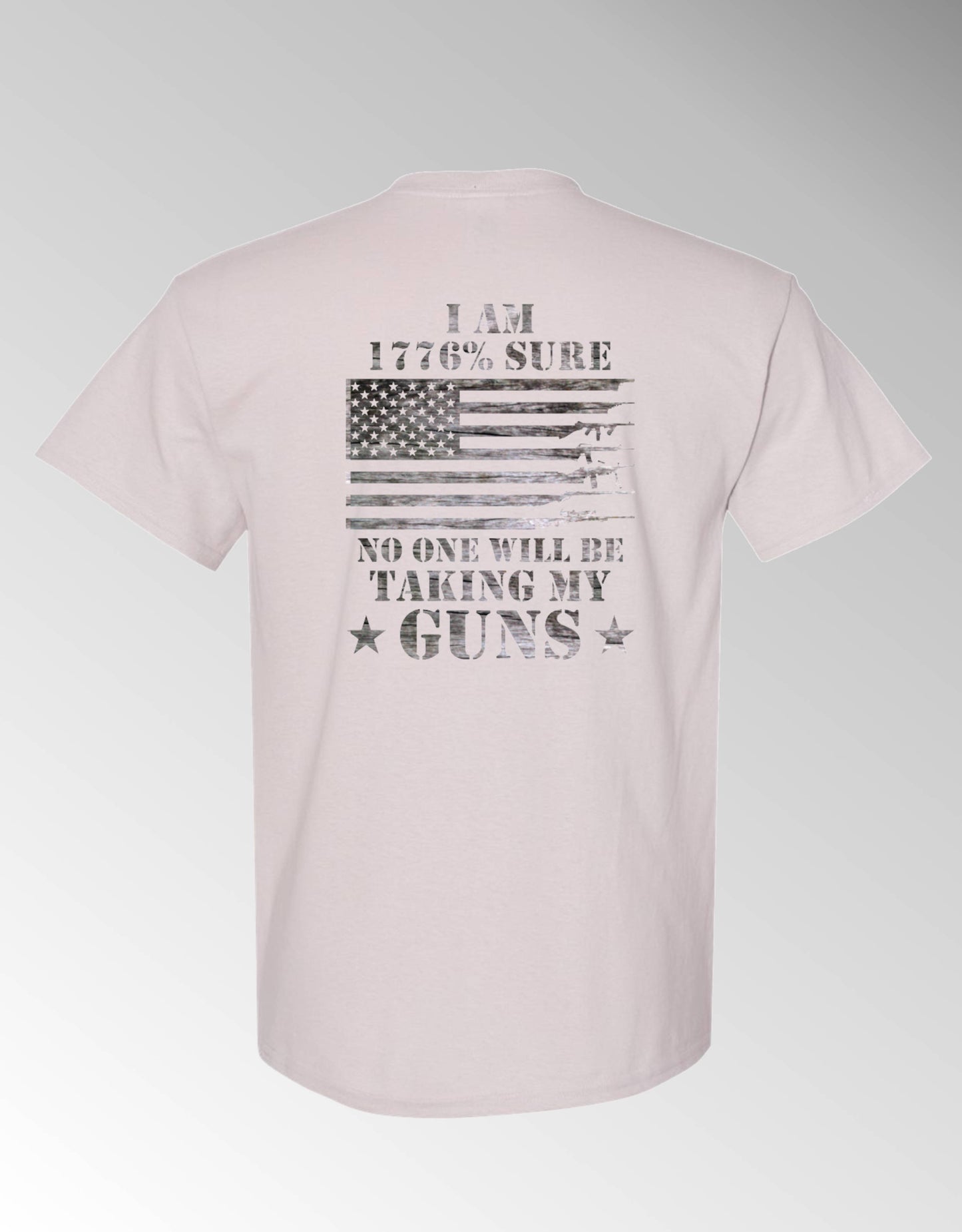 T-shirt, I'm 1776% Sure No One Will Be Taking My Guns, 100% Cotton, Marbled Black Design