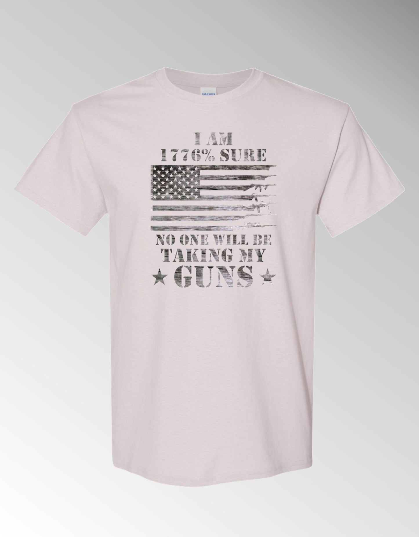 T-shirt, I'm 1776% Sure No One Will Be Taking My Guns, 100% Cotton, Marbled Black Design