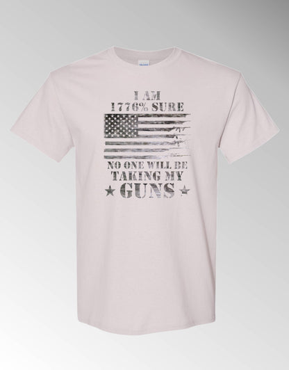 T-shirt, I'm 1776% Sure No One Will Be Taking My Guns, 100% Cotton, Marbled Black Design