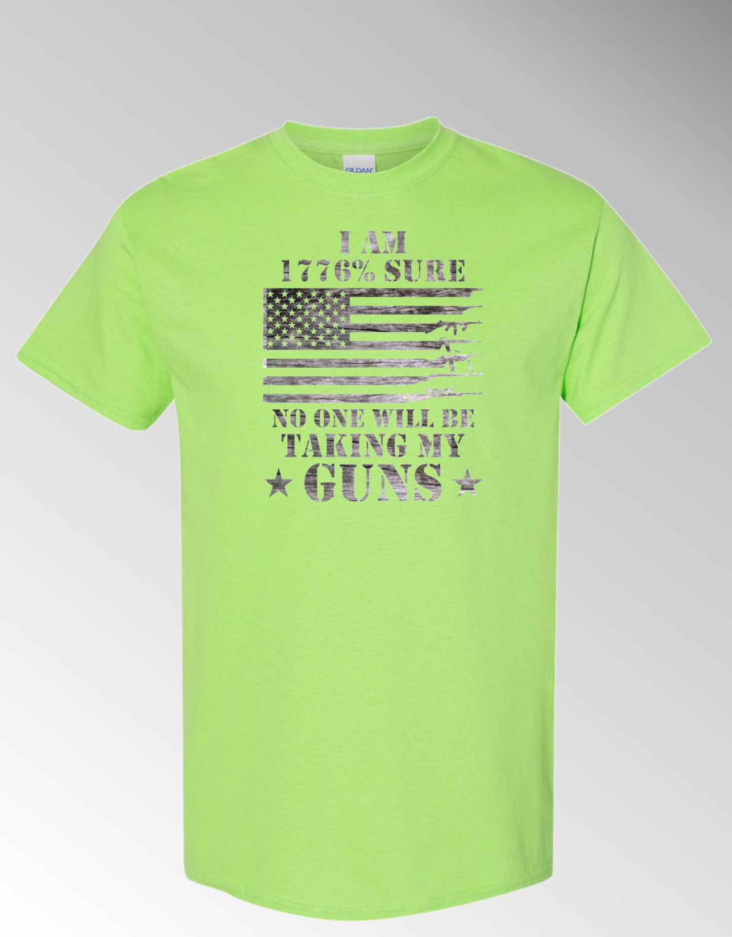 T-shirt, I'm 1776% Sure No One Will Be Taking My Guns, 100% Cotton, Marbled Black Design