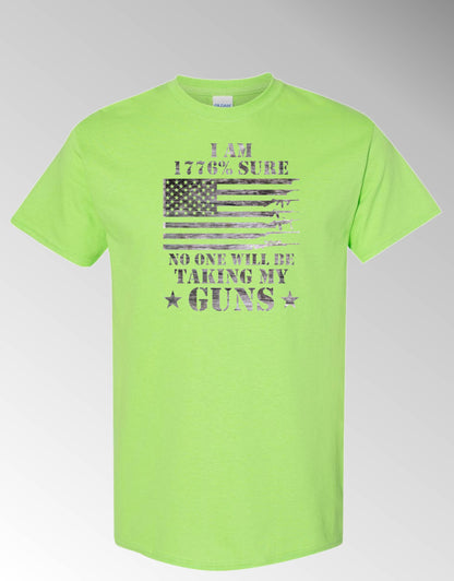 T-shirt, I'm 1776% Sure No One Will Be Taking My Guns, 100% Cotton, Marbled Black Design