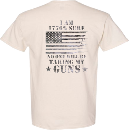 T-shirt, I'm 1776% Sure No One Will Be Taking My Guns, 100% Cotton, Marbled Black Design
