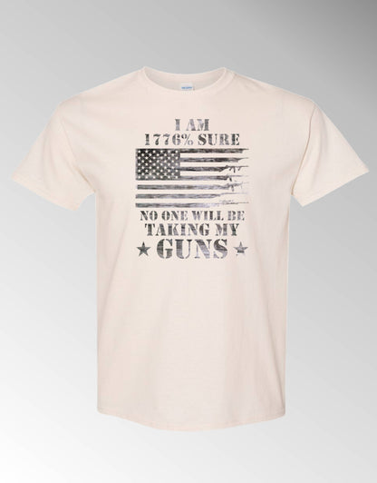 T-shirt, I'm 1776% Sure No One Will Be Taking My Guns, 100% Cotton, Marbled Black Design