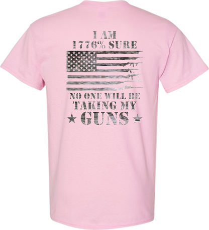 T-shirt, I'm 1776% Sure No One Will Be Taking My Guns, 100% Cotton, Marbled Black Design