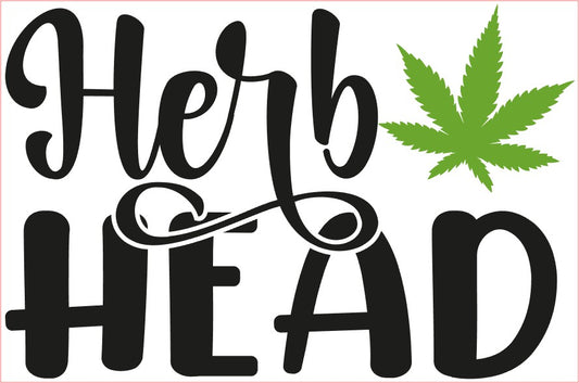 Weed Pot Marijuana VINYL Decal, HERB HEAD, Green Black 6"