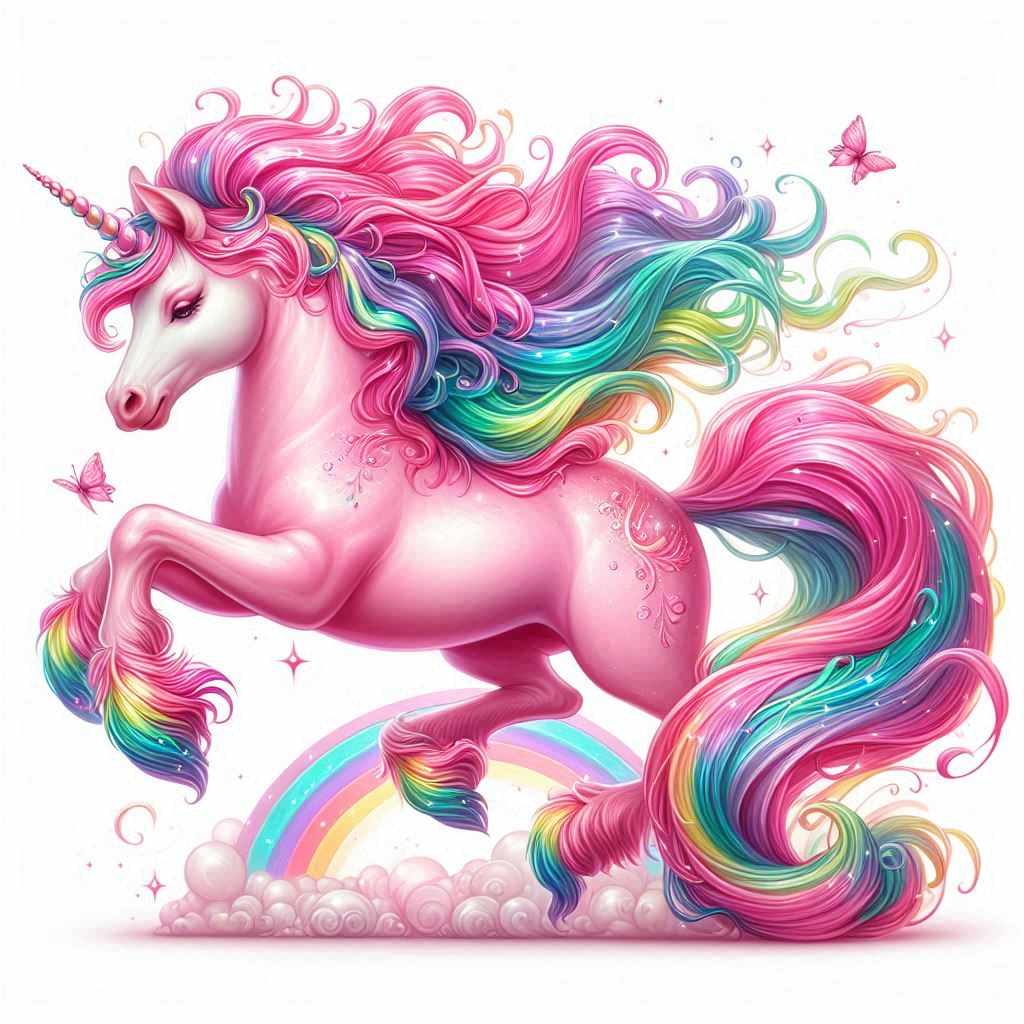 pink_fantasy_unicorn_with_rainbow_mane_tail