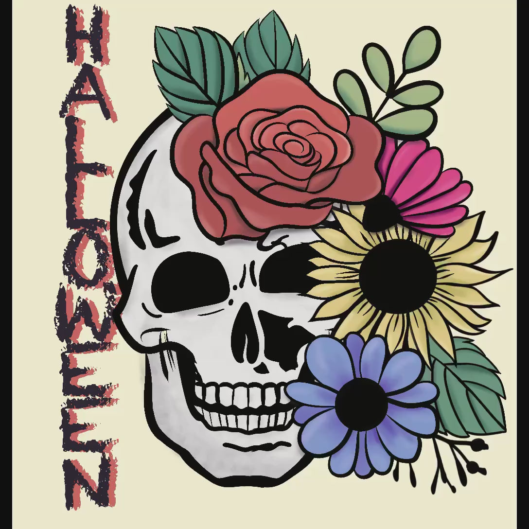 Halloween Skull and Flowers video