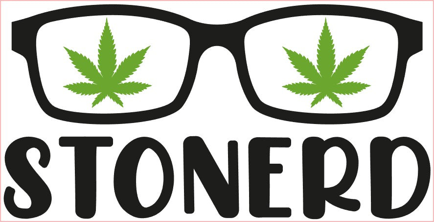 Weed Pot Marijuana VINYL Decal, STONERD, Black Green 6"