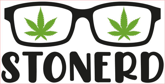 Weed Pot Marijuana VINYL Decal, STONERD, Black Green 6"