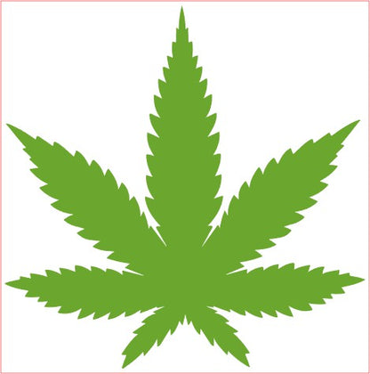 Weed Pot Marijuana VINYL Decal, WEED LEAF, Green 3"